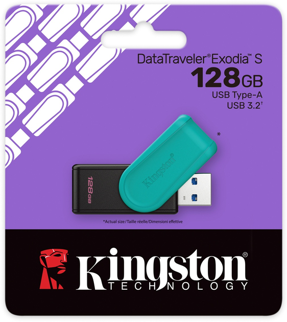Флеш пам'ять USB Kingston DataTraveler Exodia S 128GB USB 3.2 Gen 1 Black/Turquoise (DTXS/128GB) - зображення 4