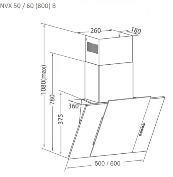 Вытяжка pyramida nvx 50 (800) b wh - изображение 6