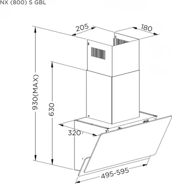Витяжка pyramida nx 50 (800) s gbl - зображення 7
