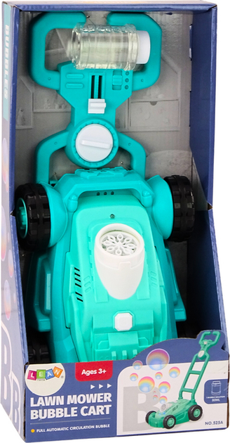 Maszynka do baniek mydlanych LEAN Toys Kosiarka jeździk z rączką Niebieska 20516 (5905991028031) - obraz 1