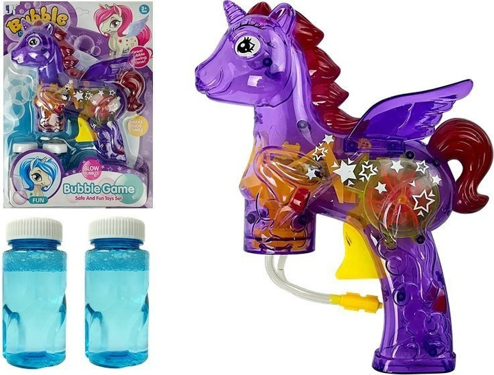 Пістолет для мильних бульбашок LEAN Toys Єдиноріг Фіолетовий 6728 (5905323216655) - зображення 2