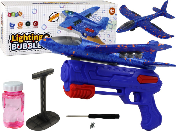 Maszynka do baniek mydlanych LEAN Toys Samolot-pistolet Niebieski 15985 (5905679075319) - obraz 2