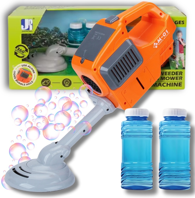 Maszynka do baniek mydlanych LEAN Toys Kosiarka-podkaszarka Pomarańczowa 18456 (5905991021162) - obraz 2