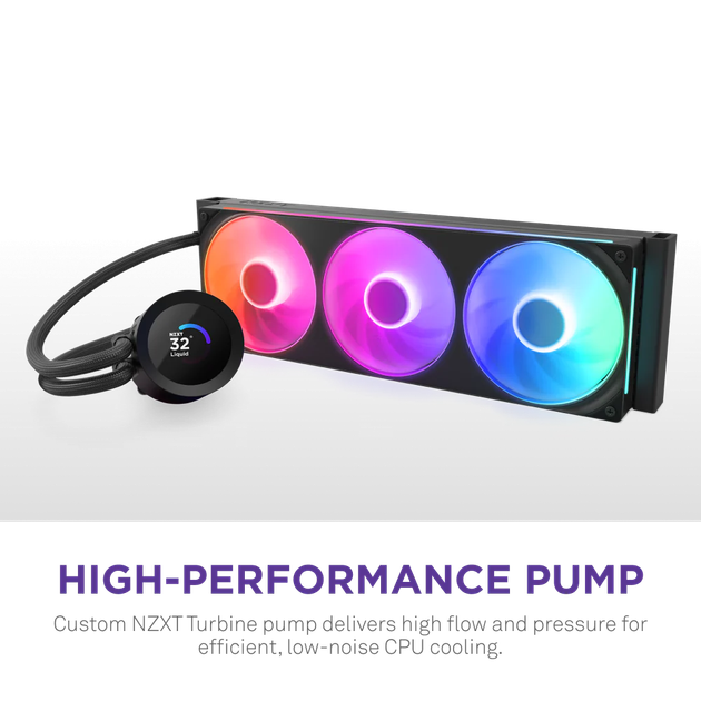 System chłodzenia cieczą NZXT Kraken Plus RGB V2 360 mm AIO Liquid Cooler Black (RL-KR360-B2) - obraz 2