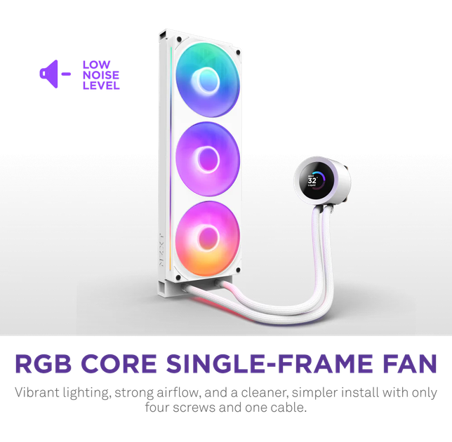 System chłodzenia cieczą NZXT Kraken Plus RGB V2 360 mm AIO Liquid Cooler White (RL-KR360-W2) - obraz 3