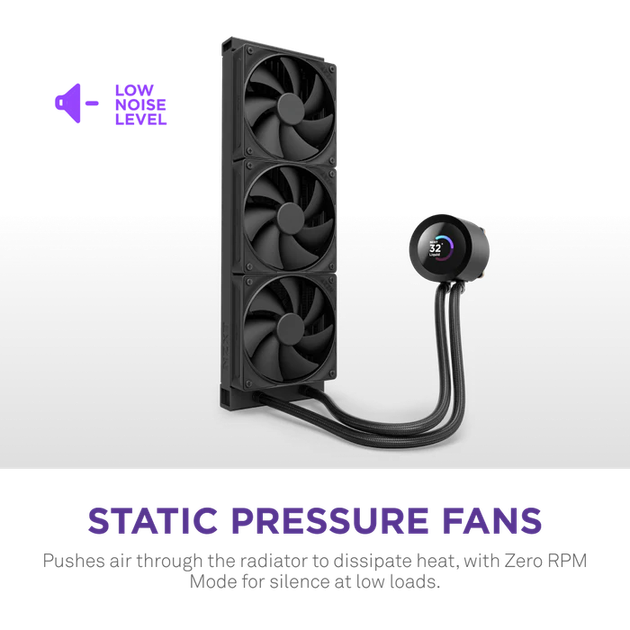 System chłodzenia cieczą NZXT Kraken Plus V2 360 mm AIO Liquid Cooler Display Radiator Fans Black (RL-KN360-B2) - obraz 3