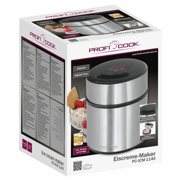 Мороженица электрическая ProfiCook PC-ICM 1140 1800мл Нержавеющая сталь 12Вт Silver PCICM1140 - изображение 7
