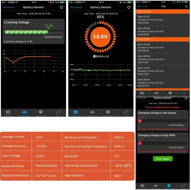 Тестер автомобільних акумуляторів Bluetooth, аналізатор, монітор стану акумулятора - Фото 4 Тестер автомобільних акумуляторів Bluetooth, аналізатор, монітор стану акумулятора - зображення 4