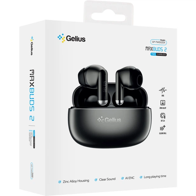 Навушники BT Gelius MaxBuds 2 GP-TWS025X Gun Metal - зображення 3