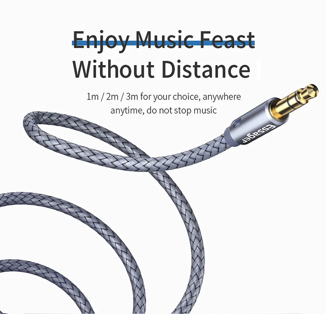 Кабель аудіо Essager 3.5mm Aux mini Jack подовжувач 1м (EYPY35-MYC0G) - зображення 6