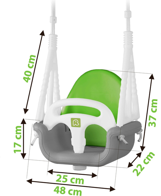 Huśtawka kubelkowa dziecięca Ricokids 3 w 1 Szaro zielona (5903890622350) - obraz 5
