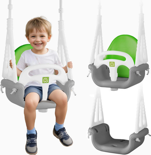 Huśtawka kubelkowa dziecięca Ricokids 3 w 1 Szaro zielona (5903890622350) - obraz 6