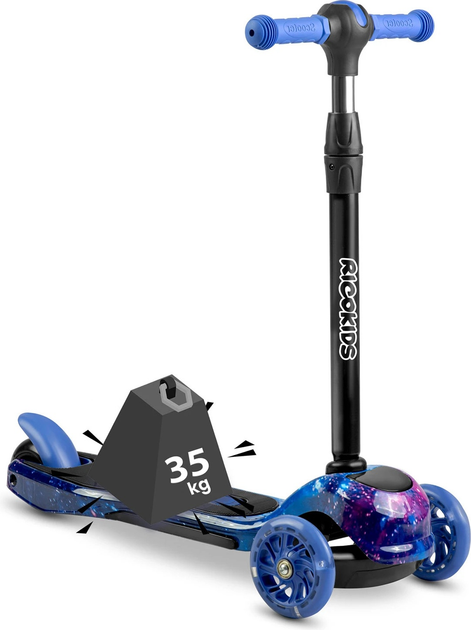 Самокат дитячий триколісний Ricokids Piko Чорно-синій (5903890610166) - зображення 6