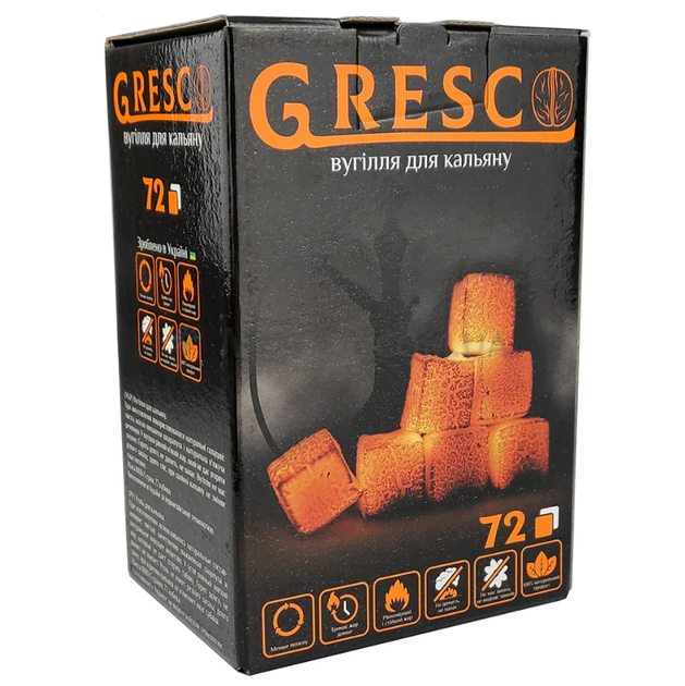 Горіхове вугілля для кальяну Gresсo 1кг (Греско) - зображення 2