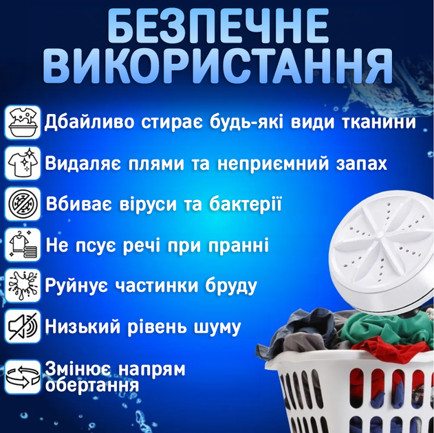 Портативная мини стиральная машинка Mini Wash ультразвуковая стиралка от USB переносная для стирки ЮСБ - изображение 3