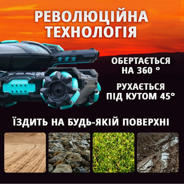 Дитячий танк-всюдихід стріляє кульками орбіз на радіокеруванні з керуванням рукою та пультом іграшковий водні кулі - зображення 2