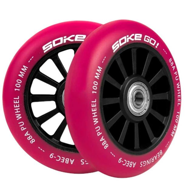 Kolka do hulajnogi Soke 100 mm rubinowe 2 szt. 803003 (5903890607746) - obraz 1