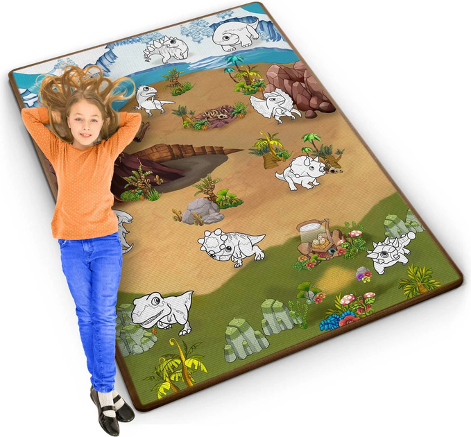 Mata piankowa do kolorowania Ricokids zwijana 120 x 92 x 0.3 cm RK-344 734402 Dinozaury (5903890616014) - obraz 2