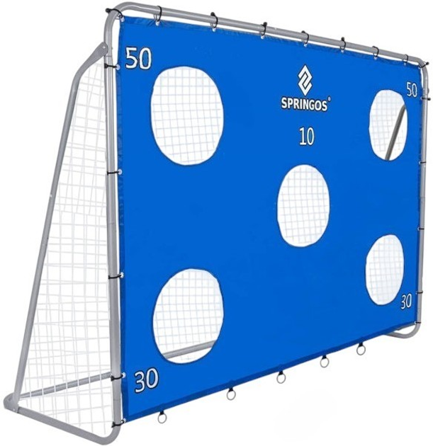 Bramka piłkarska Springos 240 x 170 cm z matą treningowa (5907719455303) - obraz 1