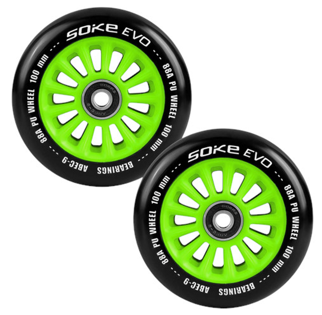 Kolka do hulajnogi Soke 100 mm zielone 2 szt. 803100 (5903890607753) - obraz 4