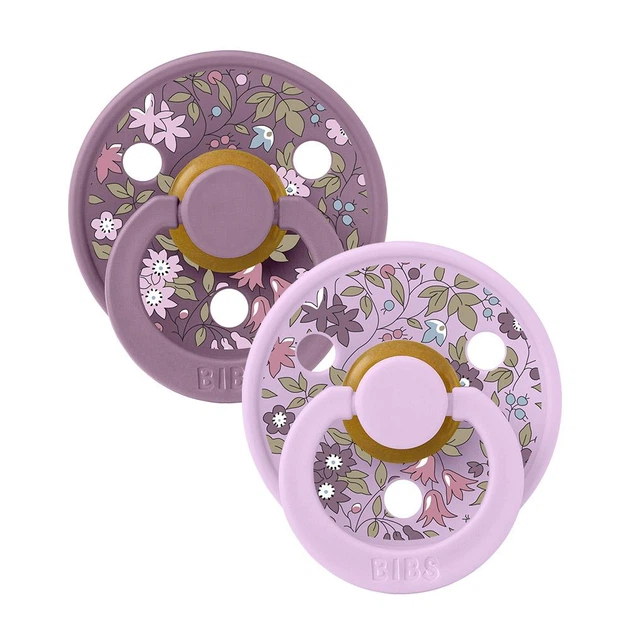 Пустушка BIBS розмір 2 (6-18 міс) x Liberty Colour Latex Round (кругла) – Chamomile Lawn Violet Sky / Mauve Mix (2 в упаковці) - зображення 2