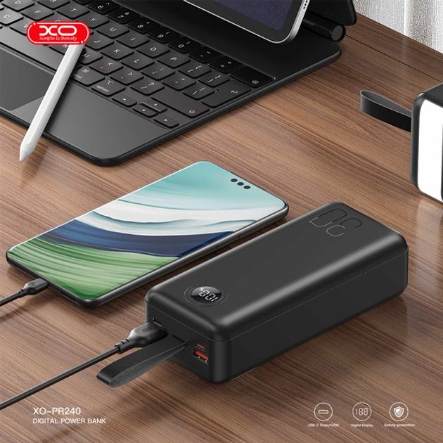 УМБ XO PR240 30000mAh PD20W + QC22.5W Black (PR240_Black) - зображення 5