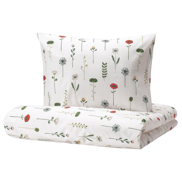 Komplet pościeli Ikea NATTSLÄNDA Poszwa na kołdrę i poszewka wzór kwiatowy 150 x 200 / 50 x 60 cm (205.080.12) - obraz 1