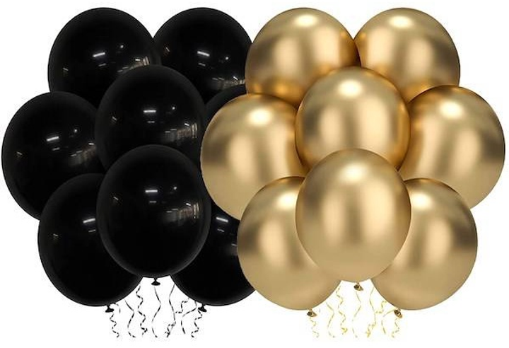 Balony Springos na 40 urodziny czarne- złote 27 szt PS0023 (5907719445236) - obraz 3