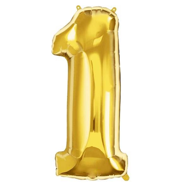 Balon Springos cyfra 1 foliowy 40 cm złoty PS0027 (5907719445274) - obraz 1
