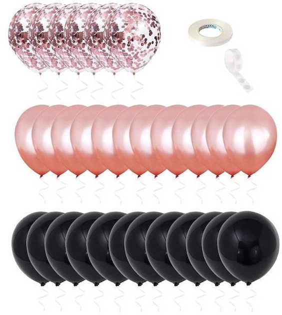 Balony Springos na 18 urodziny 53 szt czarny-rosegold PS0025 (5907719445250) - obraz 7