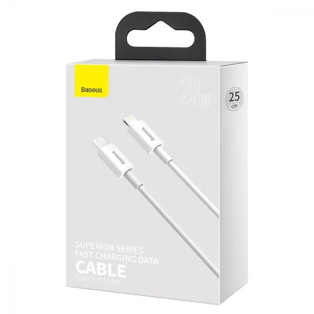 Кабель Baseus Superior Series Fast Charging Type-C to Lightning PD 20W (0.25m) White - изображение 4