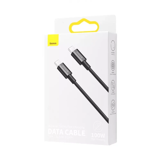 Кабель Baseus Superior Series Fast Charging Type-C to Type-C PD 100W (2m) Black - Фото 4 Кабель Baseus Superior Series Fast Charging Type-C to Type-C PD 100W (2m) Black - изображение 4