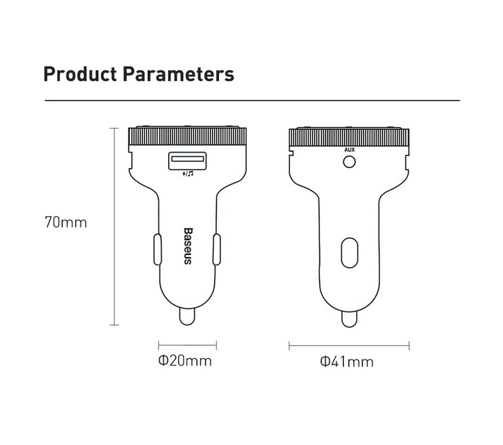 FM-трансмиттер Baseus Enjoy Car Wireless MP3 Charger (Wireless 5.0+5V/3.4A) Автомобильное зарядное устройство - изображение 8