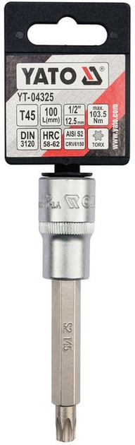 Nasadka YATO z końcówką TORX 1/2" T45 100 mm (YT-04325) - obraz 3
