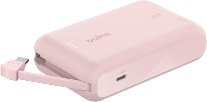 Powerbank Belkin BoostCharge 10000 mAh 20W Built-In USB-C PD Pink (BPB021HQPK) - obraz 5
