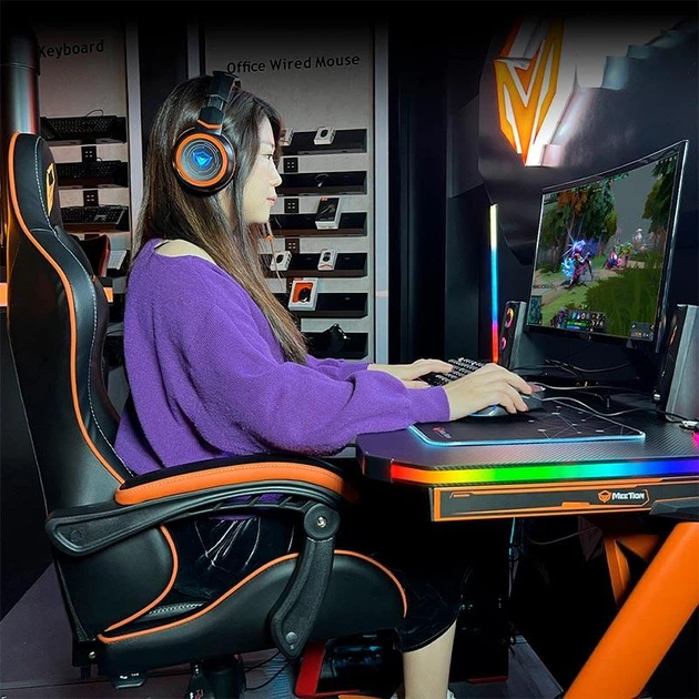 Компьютерное геймерское игровое кресло MeeTion CHR04 eSportChair Black-Orange - изображение 2