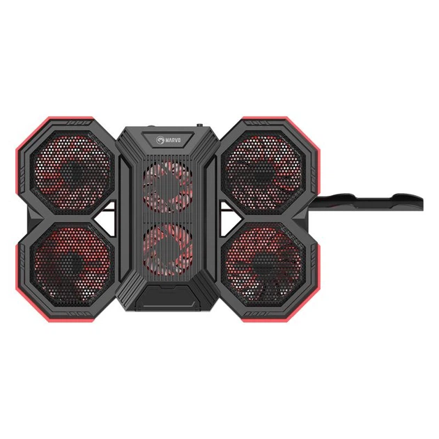 Подставка для ноутбука с охлаждением и подсветкой MARVO FN-41 CoolingPad с регулировкой угла наклона 2USB, 9-17.3" Black - изображение 4