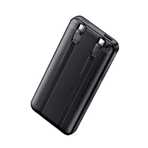 Павербанк Remax RPP-679 10000 mAh 22.5W USB/Type-C із швидкою зарядкою та вбудованими кабелями Type-C/Lightning PD20W+QC22.5W Black - зображення 4