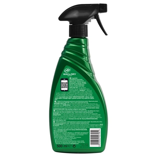 Полироль для влажного кузова Turtle Wax Wax&Dry 500 мл, быстрый воск-спрей для авто после мытья, блеск и защита без сушки - изображение 2