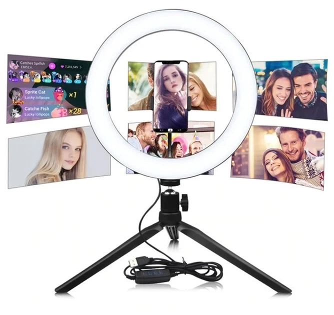 Кільцева лампа Ring Fill Light QX-200 20 см, LED світло для фото і відео, компактна модель чорного кольору - зображення 7