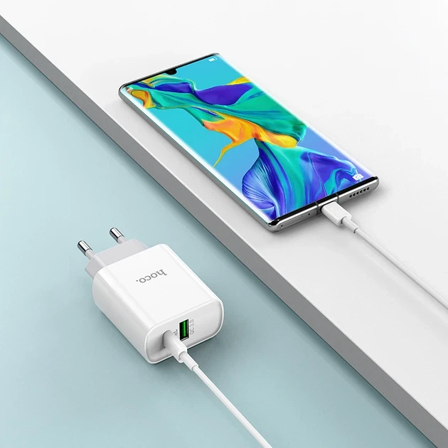 Заряджання для телефону Hoco C80A 20W USB Type-C швидке заряджання білий - зображення 8