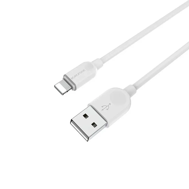 Кабель зарядный BOROFONE BX14 для iPhone, 2 м, белый, быстрая зарядка 2.4A, надёжный и прочный - изображение 3
