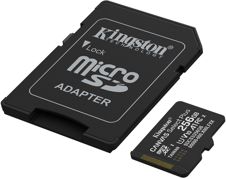Карта пам'яті Kingston Canvas Select Plus Gen3 microSDXC 256GB Class 10 UHS-I U1 V10 A1 + SD-adapter (SDCS3/256GB) - зображення 2
