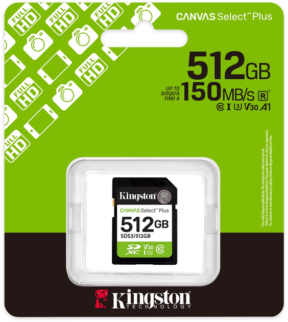 Карта пам'яті Kingston Canvas Select Plus Gen3 SDXC 512GB Class 10 UHS-I U3 V30 (SDS3/512GB) - зображення 7
