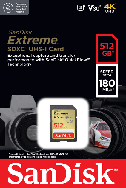 Карта пам'яті SanDisk Extreme SD 512GB C10 UHS-I (SDSDXVV-512G-GNCIN) - зображення 3