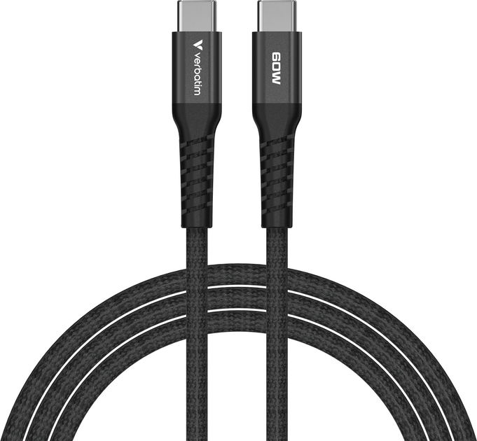 Kabel zasilający i synchronizujący Verbatim 60 W z magnesem, USB-C do USB-C, 120 cm, czarny (23942318590) - obraz 2