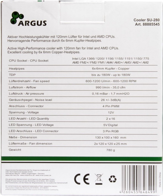 Chłodzenie Argus SU-280 RGB (88885410) - obraz 6