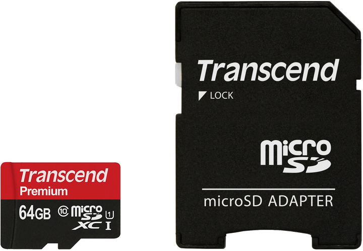 Karta pamięci Transcend microSDXC 64GB Class 10 UHS-I Premium + SD-adapter (TS64GUSDU1) - obraz 2