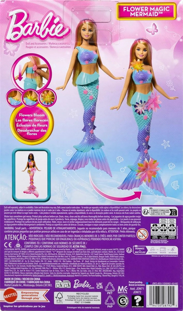 Lalka Syrenka Barbie Rozkwitające kwiaty JDM72 (0194735287925) - obraz 6