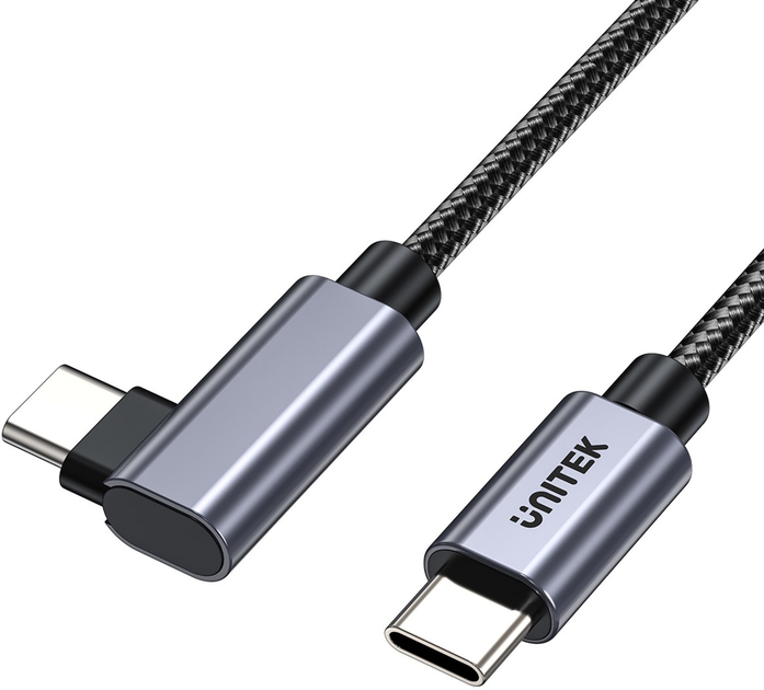 Kabel Unitek USB Type-C - USB Type-C 90­° Angled PD 100W 5 m Black (C14123BK-5M) - obraz 3